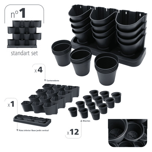 Maceter Vertical Prosperplast Cascade Garden Of Plastic In Antracite Color 68,5 (Comprimento) X 19 (Largura) X 54,6 (Alto) Cm