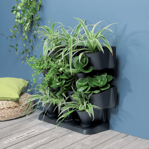Maceter Vertical Prosperplast Cascade Garden Of Plastic In Antracite Color 68,5 (Comprimento) X 19 (Largura) X 54,6 (Alto) Cm