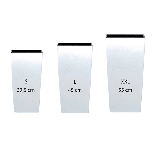 Pacote 3 Vasos Altos Prosperplast (11,41955 Litros) Urbi Square De Plastic In White Color Com Depósito