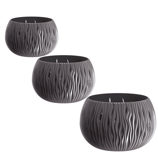 Pacote 3 Potes Prosperplast Bowl Plastic Com Tanque Em Antracite, Tamanho M