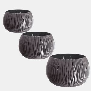 Pacote 3 Potes Prosperplast Bowl Plastic Com Tanque Em Antracite, Tamanho M