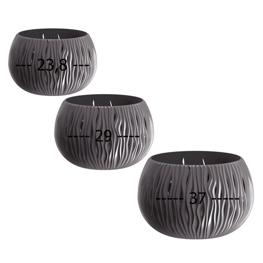 Pacote 3 Potes Prosperplast Bowl Plastic Com Tanque Em Antracite, Tamanho M