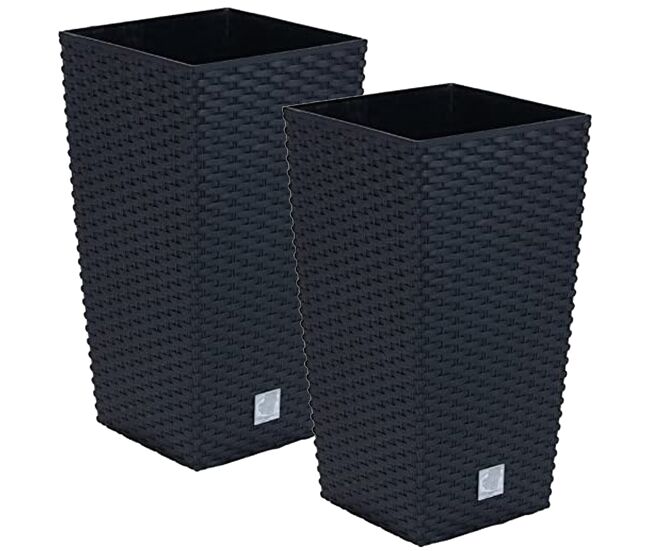 2 unidades de maceta rato de 26,6 litros con inserto 26,5 x 26,5 x 50 cm en color antracita