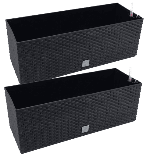 2 17 -Liter Unidades De Jardineiro Retangular Com Coro -Rogia Antracite 52 X 20 X 19 Cm