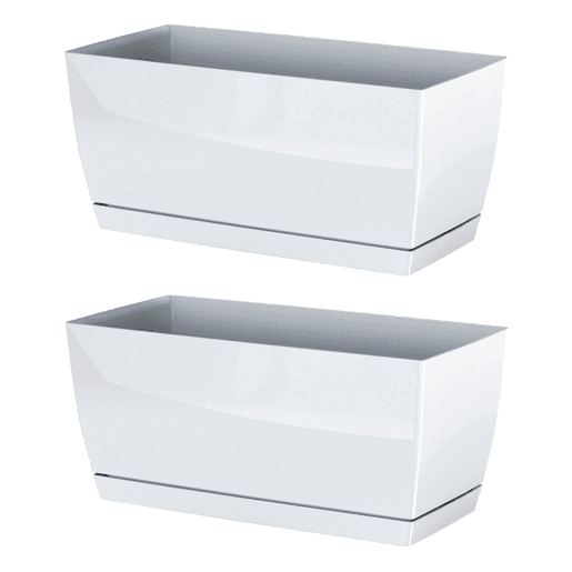2X Gardeleiro De Plástico Coubi Caso P No Branco 24 (Comprimento) X 12 (Largura) X 11 (Altura) Cm