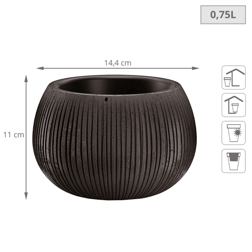 2X Prosperplast Beton Tigela Plástica Com Cimento Preto Depósito De Cores, 11 (Alto) X 14,4 (Largura) X 14,4 (Profundo) Cms