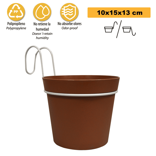 6 Vasos Cilíndricos Ø 10 Cm Com Ganchos, Polipropileno