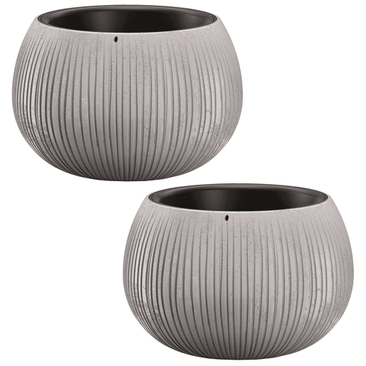 2X Prosperplast Beton Tigela Plástica Com Depósito De Cores De Cimento, 11 (Alto) X 14,4 (Largura) X 14,4 (Profundo) Cms