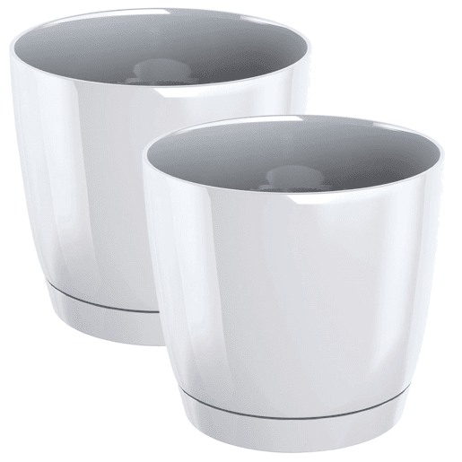 2X Potão Redondo De Plástico Coubi Redondo P Em Branco 28 (Comprimento) X 28 (Largura) X 26,2 (Altura) Cm