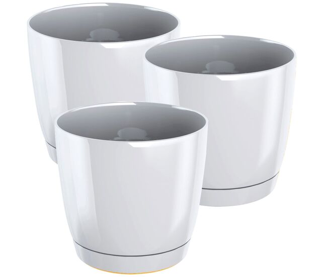 3x maceta redonda de plastico coubi round p en color blanco 21 (largo) x 21 (ancho) x 19,3 (altura) cm