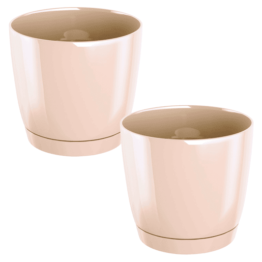 2X Panela Redonda De Plástico Coubi Redonda P Na Cor Creme 12 (Comprimento) X 12 (Largura) X 11 (Altura) Cm