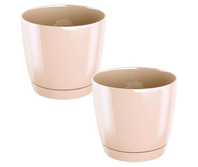 2x maceta redonda de plastico coubi round p en color crema 12 (largo) x 12 (ancho) x 11 (altura) cm