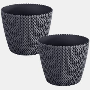 2X Panela Redonda 11.5L Prosperplast Splofy De Plástico Em Cor Antracita, Ø29,5 X 24,9 Cm