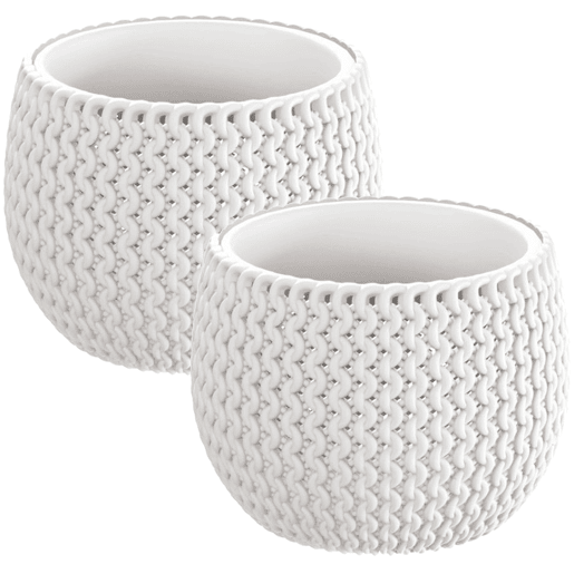 2X Panela Redonda Com Depósito De Tigela Espilofy De Plástico Branco 23,9 (Comprimento) X 23,9 (Largura) X 16,1 (Altura) Cm