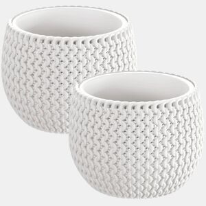 2X Panela Redonda Com Depósito De Tigela Espilofy De Plástico Branco 23,9 (Comprimento) X 23,9 (Largura) X 16,1 (Altura) Cm
