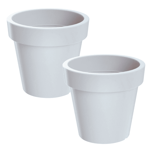 2X Lofly Plastic Pot Em Branco 13,4 (Comprimento) X 13,4 (Largura) X 12 (Alto) Cm