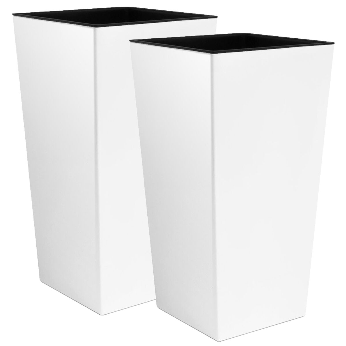 2 unidades de macetero zanvic urbi 26,6 litros de plástico fower pot con interior liner 27 x 27 x 50 cm blanco