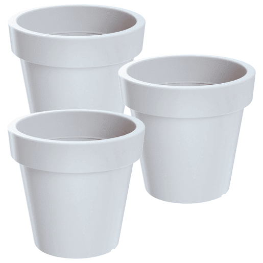3X Potão De Plástico Lofly Em Branco 15,8 (Comprimento) X 15,8 (Largura) X 14,4 (Alto) Cm