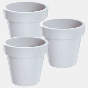 3X Potão De Plástico Lofly Em Branco 15,8 (Comprimento) X 15,8 (Largura) X 14,4 (Alto) Cm