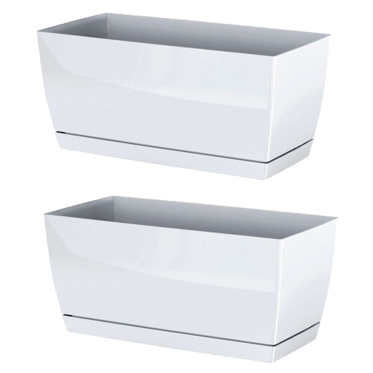 2x jardinera de plastico coubi case p en color blanco 29 (largo) x 14,2 (ancho) x 13,6 (altura) cm