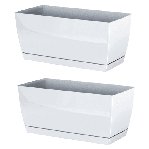 2X Plástico Jardinera Coubi Caso P Em Branco 29 (Comprimento) X 14.2 (Largura) X 13,6 (Altura) Cm