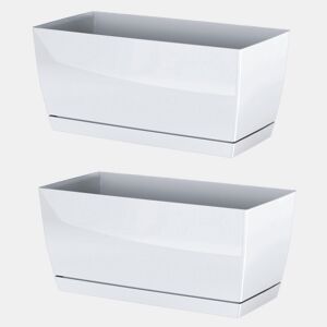2X Plástico Jardinera Coubi Caso P Em Branco 29 (Comprimento) X 14.2 (Largura) X 13,6 (Altura) Cm