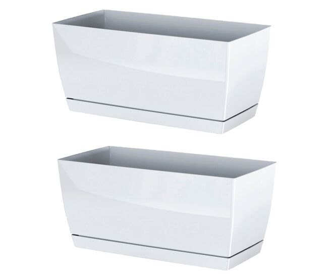 2x jardinera de plastico coubi case p en color blanco 29 (largo) x 14,2 (ancho) x 13,6 (altura) cm