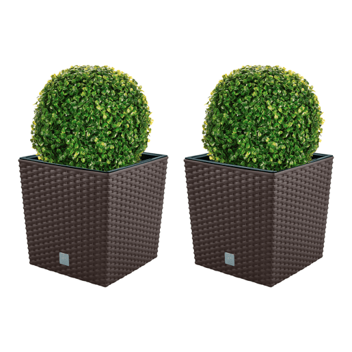 Conjunto De Moto Duplo 32 Litros Com Cubilete Para Plantar Em Cores De Chocolate 33 X 33 X 33 Cm + Diâmetro Da Caixa De Caixa 27 Cm