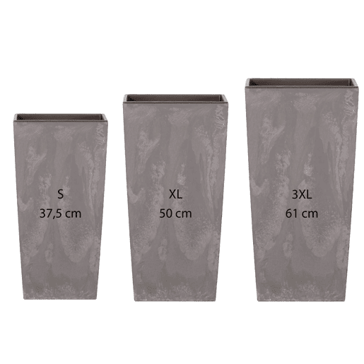 Pacote 3 Vasos Altos Prosperplast (11.426.649 Litros) Efeito Quadrado Urbi Do Plástico Cinza Claro Com Depósito.