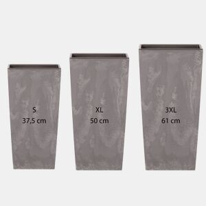 Pacote 3 Vasos Altos Prosperplast (11.426.649 Litros) Efeito Quadrado Urbi Do Plástico Cinza Claro Com Depósito.