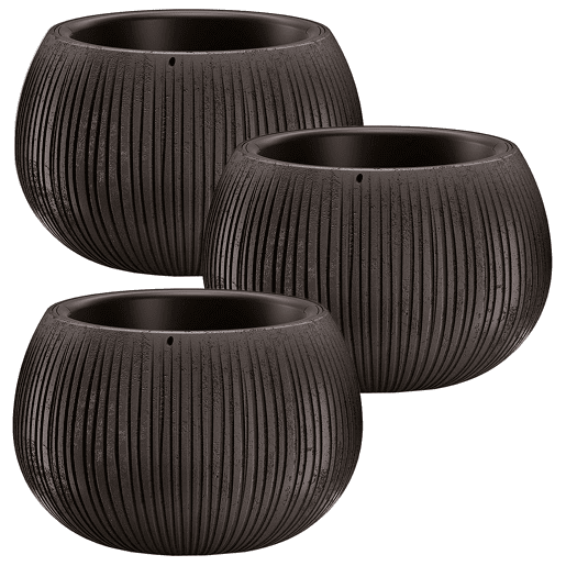 3X Prosperplast Beton Tigela Plástica Com Cimento Preto Depósito De Cores, 11 (Alto) X 14,4 (Largura) X 14,4 (Profundo) Cms