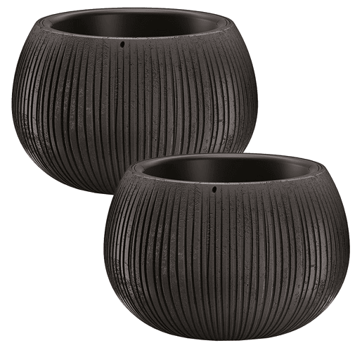 2X Prosperplast Beton Tigela Plástica Com Cimento Preto Depósito De Cores, 13,6 (Alto) X 18 (Largura) X 18 (Profundo) Cms