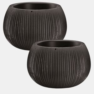 2X Prosperplast Beton Tigela Plástica Com Cimento Preto Depósito De Cores, 13,6 (Alto) X 18 (Largura) X 18 (Profundo) Cms