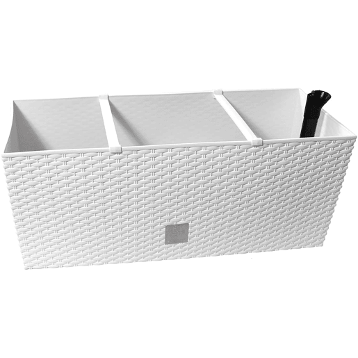 Plantador Rato de 30 litros com sistema de rega em branco 60 x 25 x 24 cm