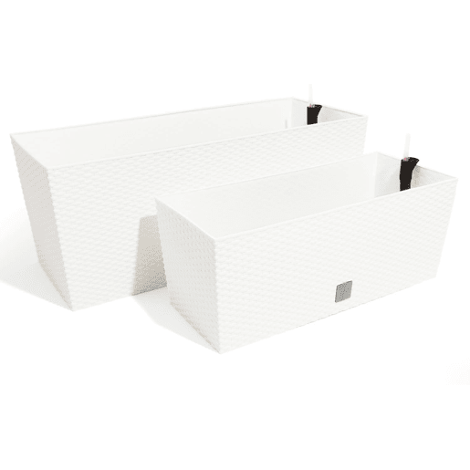 Plantador Rato de 30 litros com sistema de rega em branco 60 x 25 x 24 cm