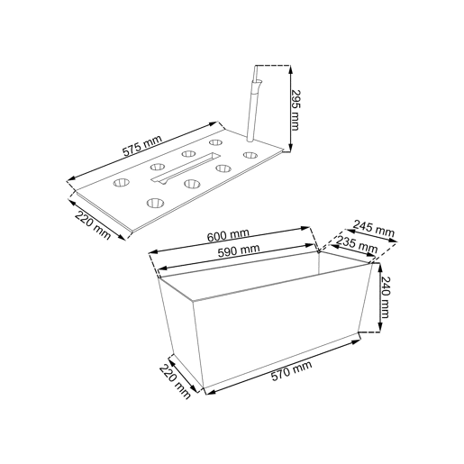 Plantador Rato de 30 litros com sistema de rega em branco 60 x 25 x 24 cm
