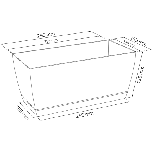 Plástico Jardinera Coubi Caso P em branco 29 (comprimento) x 14.2 (largura) x 13,6 (altura) cm