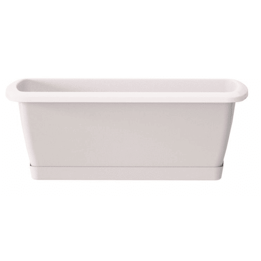 Jardinera resgate com suporte de plástico branco 78,6 (comprimento) x 18,4 (largura) x 14,5 (alto) cm