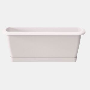 Jardinera resgate com suporte de plástico branco 78,6 (comprimento) x 18,4 (largura) x 14,5 (alto) cm