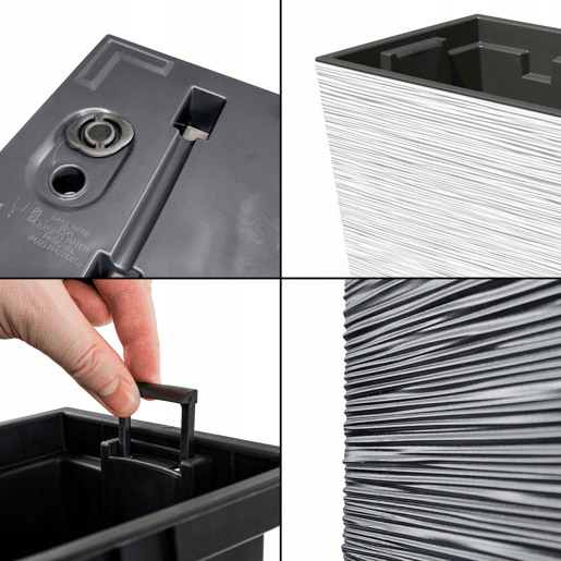Macotero branco, com depósito, coleção de furu, 39,5 x 18,5 x 19,5 cm, capacidade de 8 L.