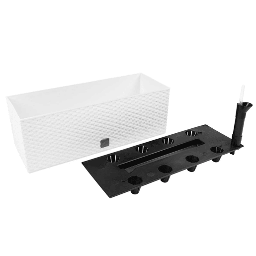 Vaso rectangular de 17 litros com rega automática cor branca 52x20x19cm