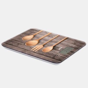 Balança de cozinha electrónica, colheres de design em madeira 10 kg.
