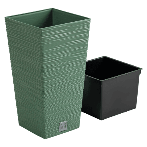 Pote verde da terra, com depósito, coleção de furu, 26,5 x 26,5 x 50 cm, capacidade de 11 L.