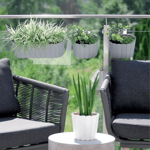 Plantador de varanda BOARDEE HOOK 4,9L, dimensões (mm) 383x212x130, cor Branco