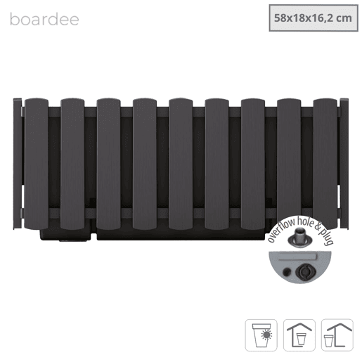 Boardee Fencycase Balcóner, Dimensões (mm) 580x180x162, cor antracite