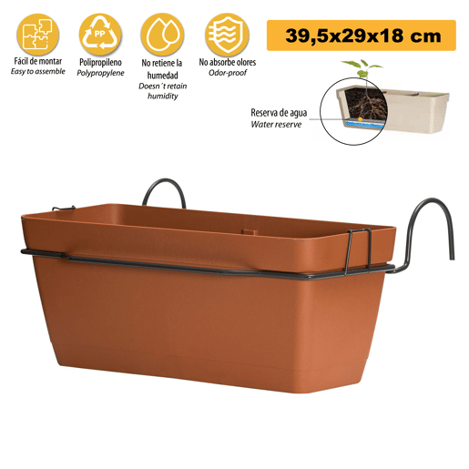Plantador de 40 cm com suporte perimetral metálico