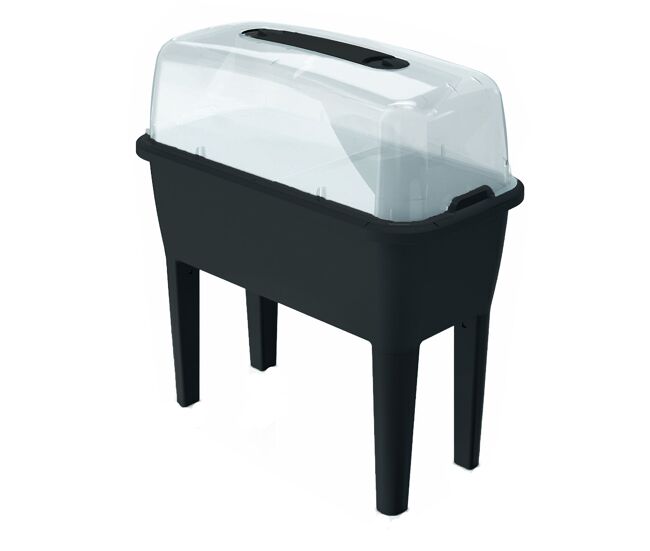 Huerto urbano con invernadero de 52 litros en polipropileno 77 x 38 x 82 cm color antracita