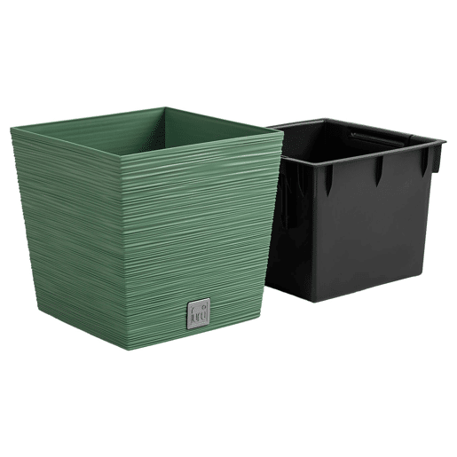 Pote verde da terra, com depósito, coleção de furu, 24 x 24 x 23,5 cm, capacidade de 7,5 L.