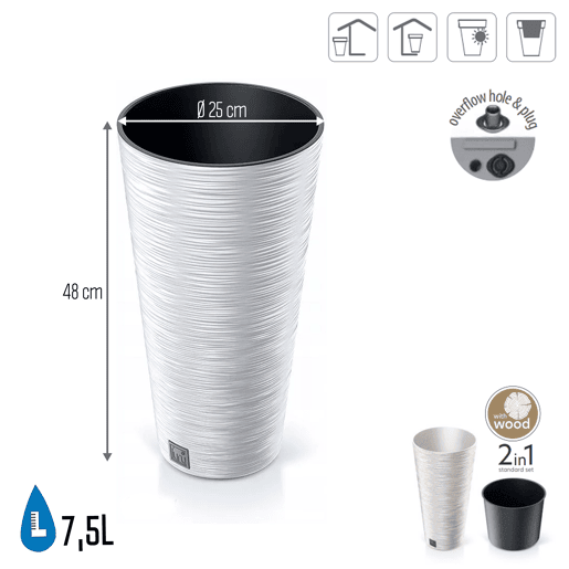 Macotero branco, com depósito, coleção de furu, 30 x 30 x 57,5 ??cm, capacidade de 15 L.