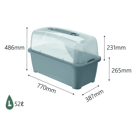 Horta urbana com estufa 52 litros em polipropileno 77 x 38 x 82 cm cor cinzenta
